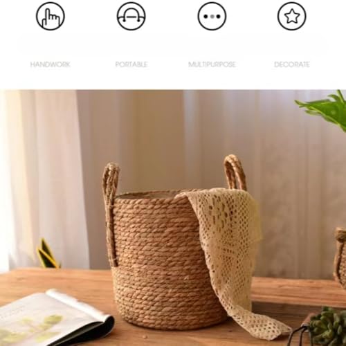 Handmade Rattan Woven Flowerpot Straw Woven Storage Basket Plant Holder Flower Pot Planter Balcony Home Decoration(11.81''X10.63''X11.81'') - size: 11.81''X10.63''X11.81''