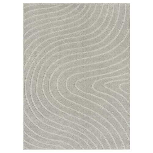 LUXE WEAVERS Modern Geometric Wave Gray 2x3 Area Rug - color: Grey, size: 2' x 3' (Rectangular)