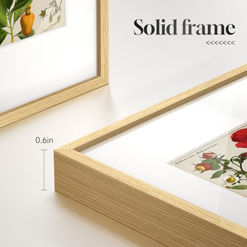 Framed Botanical Floral Wall Art for Kitchen, Set of 6 Green Painting Canvas Prints with Mat for Modern Farmhouse Wall Decor, Rustic Plant Flower Pictures for Living Room Bedroom Dining Room, 11x14 - color: Botany - Neutral Framed, size: 11" W x 14" H x 6