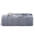 Cooling Cotton Waffle Weave Throw Blanket - Lightweight Breathable Blanket of 50% Rayon Derived from Bamboo for Hot Sleepers, Summer Throws for Couch Bed Sofa, Light Blue, 50"x60"