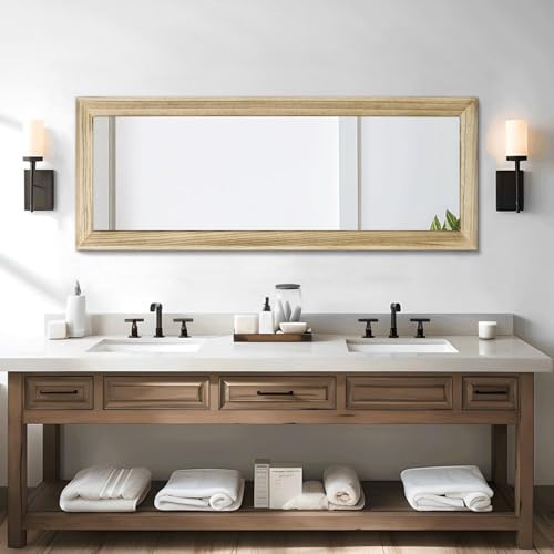 AAZZKANG Full Length Door Mirror Wooden Frame Large Mirrors for Wall 47"x16" Rectangular for Bedroom Living Room Bathroom Dressing Room Home Entryway - color: Natural, size: 47"L x 16"W