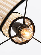 Nakuv - Modern Bohemian Mini Pendant with 2 Tier PVC Rattan Shade and Velvet Stiched Rim for Foyer, Kitchen Living Room, Bedroom, Beige - color: Nakuv - Mini