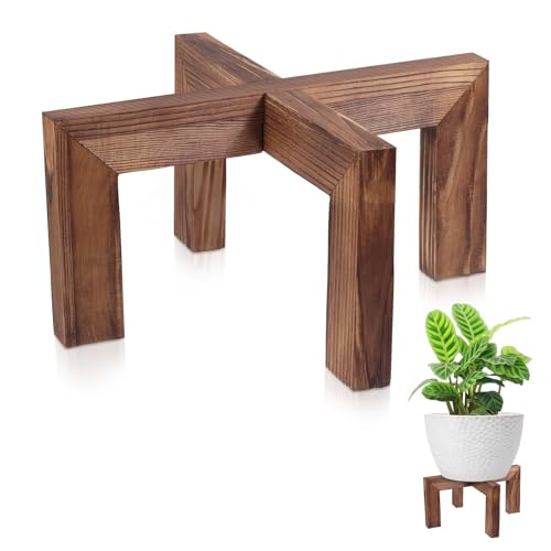 Vigordream Plant Stand, Indoor/Outdoor Wood Plant Holder, Single Flower Pot Stand, Sturdy Planter Stands, Fit 5-15 Inch Pots - size: Fit 5-15inch pots
