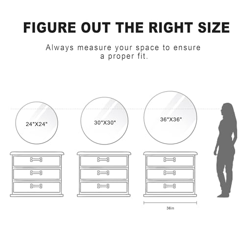 Tanmicoshomy 36 inch Round Bathroom Mirrors for Wall, White Circle Mirror | White Framed Circle Wall-Mounted Bathroom Mirror with Tempered Glass-Shatterproof for Entryway, Living Room or Bedroom - color: White, size: 36"L x 36"W