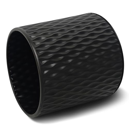 ARNIS Plants Pots with Stand, Large Size Flower Pots, Set of 2 Unique Mid Century Decorative Metal Flower Pots with Drainage,10.5&12.25 Inch, Black - color: Matte Black, size: 10.5 &12.25