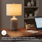 Signature Design by Ashley Linus Modern 25" Ceramic Table Lamp, Natural Stone Finish - color: Antique black