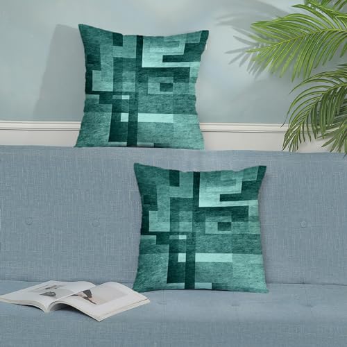 BETGINY Aqua Teal Pillow Covers 20x20, Abstract Art Outdoor Decorative Throw Pillows for Couch, Modern Geometry Decor Cushion Cover 2 Pcs Soft Farmhouse Square Pillowcase for Bed Car Safa - color: Aqua Teal, size: 20" x 20" (Pack of 2)