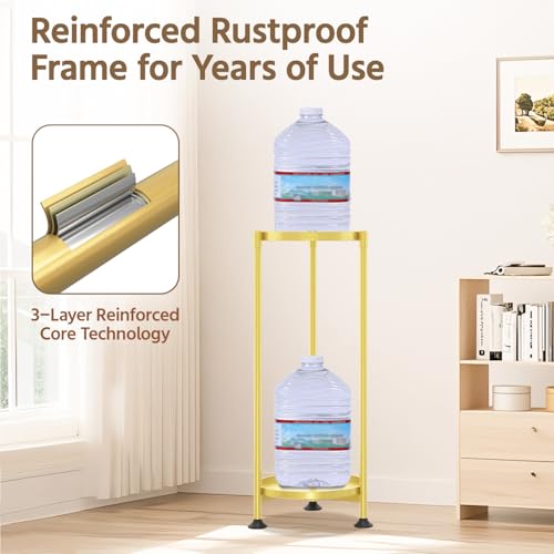 LASZOLA 2 Tier Gold Plant Stand Indoor for Large Tall Heavy Duty Flower Planter, Metal Vertical Multi Level Rack for Narrow Floor Corner, Sturdy Round Holder Organizer, Modern, Mid Century, Farmhouse - color: Gold, size: 2 Tier