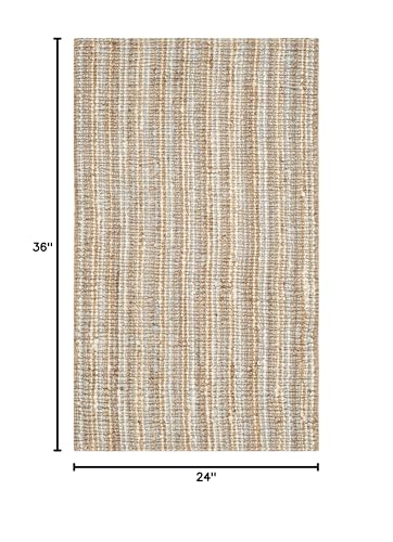 SAFAVIEH Area Rug 2x3 - Natural Fiber Collection - Grey & Natural Brown, Handmade Jute, Farmhouse Style, Chunky Textured Thick Pile (NF447K) - color: Grey/Natural, size: 2' x 3' (Rectangular)