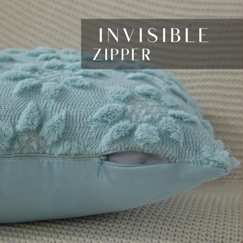 DFXSZ Spring Summer Pillow Covers 12x20 inch Set of 2 Farmhouse Decor White Flower Heart Sunflower Blue Soft Plush Faux Fur Jacquard Throw Pillows for Sofa Holiday Spring Home Decor PTK024G12 - color: Blue, size: 20" x 12" (Pack of 2)