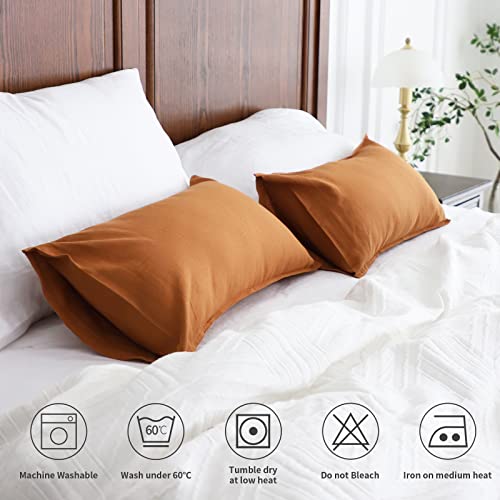 Simple&Opulence Linen Lumbar Pillow Covers 12x20 Inch Set of 2 Flax Cotton Blend Rectangular Decorative Throw Cushion Cover for Couch Sofa Bedroom Office Soft Breathable Farmhouse - Rust - color: Rust, size: 12"x20"