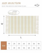 Simple Cream Stripes Kitchen Runner Rug 2'x4', Washable Woven Cotton Area Rug Bathroom Hallway Rug, Geometric Vertical Linens Modern Minimalism Entryway Bedroom Rug Non Slip Throw Rug Carpet - color: Cream, size: 2 x 4 ft