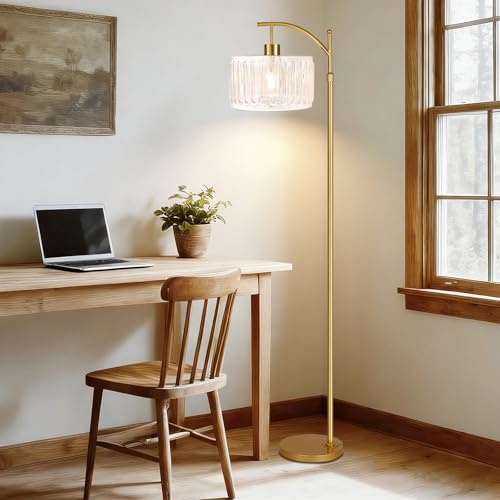 QIYIZM Glass Floor Lamp for Living Room,Bedroom,Gold Dimmable Standing Lamp with Remote,Brass White Tall Lamp Boho Mid Century Modern Floor Lamps Arc Floor Light Lamp Girls Kids Bohemian - size: 26-Floor Lamp