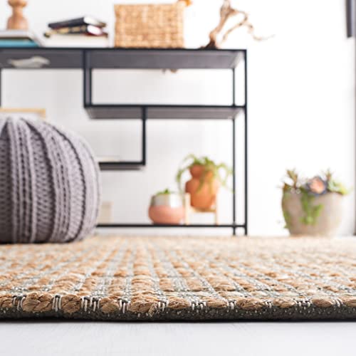 SAFAVIEH Natural Fiber Collection Accent Rug - 3' x 5', Olive & Natural, Handmade Boho Stripe Farmhouse Rustic Jute & Cotton Jute, Ideal for High Traffic Areas in Foyer, Living Room, Bedroom (NFB656X) - color: Olive/Natural, size: 3' x 5' (Rectangular)
