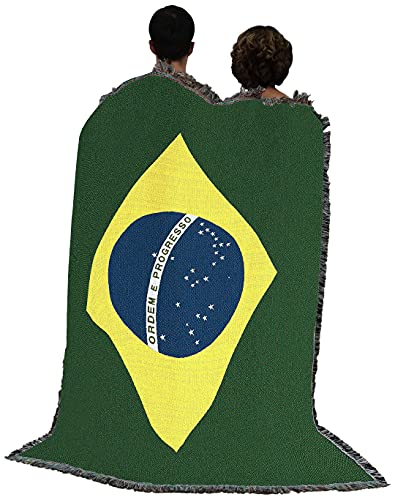 Pure Country Weavers Brazil National Flag Blanket - Brazilian Gift Tapestry Throw - Woven from Cotton - Made in the USA (72x54) - color: Brazil, size: 72" x 54"