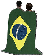 Pure Country Weavers Brazil National Flag Blanket - Brazilian Gift Tapestry Throw - Woven from Cotton - Made in the USA (72x54) - color: Brazil, size: 72" x 54"