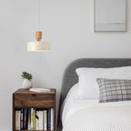 Modern Pendant Lighting,12 inch,Natural Wood and Brass Accent,Adjustable Pendant Light Fixtures for Kitchen Island,Dining Room,Soft Cream - color: Soft Cream