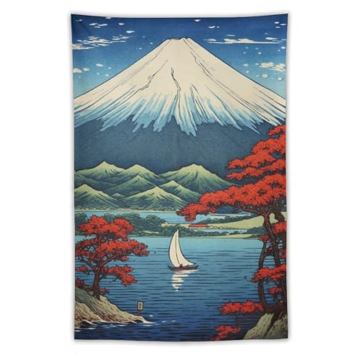QEOPGNE Wall Tapestry for Bedroom Mount Fuji Mountain Landscape Lake Fall Leaves Japanese Painting Wall Tapestry Large Wall Art Tapestries Room Decor for Bedroom Living Room 40"x60" - color: Style2, size: 60"L x 40"W