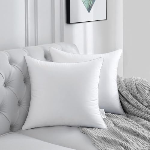 FAVRIQ 30 x 30 Pillow Inserts - Firm and Fluffy Decorative Square Sofa Throw Pillow with 100% Cotton Cover - Down Alternative Pack of 2 - size: 30x30 Inch