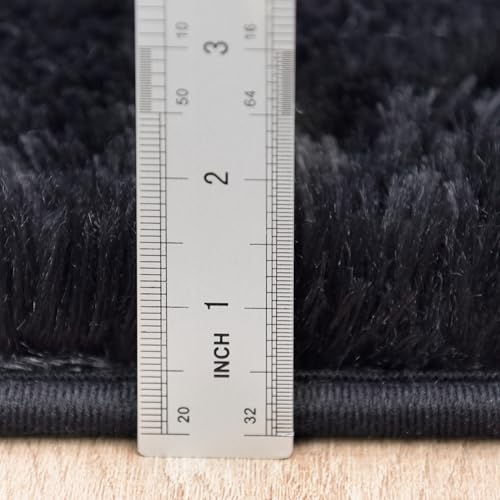 Awaytail Fluffy Rug Washable 2x3 Feet, Pure Black Desk Chair Rug Non-Slip, Super Soft Kids Rug for Boys Nursery Dorm Decor - color: Black, size: 2' x 3' (Rectangular)