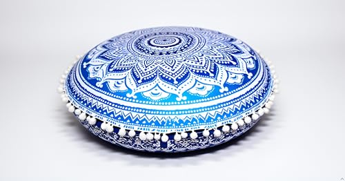 Large Round seat Floor Cushion Chair Ottoman Cover Pouf Pillow Meditation Floor Cushions for Adults Seating pouffe Ottoman Throw Covers Craft Room Furniture for Sitting Cover 22 Inches (Blue) - color: Blue