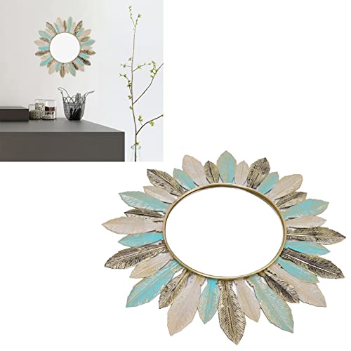 CHICIRIS Modern Minimalist Sunburst Metal Wall Mirror 16.1 Inch Round Decorative Cosmetic Mirror for Bedroom Bathroom Living Room Office