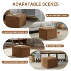 Tiita Pouf Ottoman and Foot Rest, Square Foam Stuffed Floor Pouf with Storag for Living Room, Brown - color: Square Brown