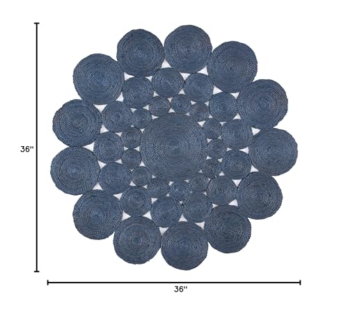 SAFAVIEH Natural Fiber Round Collection 3' Round Navy NF363N Handmade Boho Charm Farmhouse Jute Area Rug - color: Navy, size: 3' (Round)