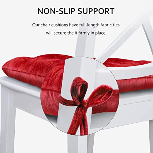 ELFJOY 4 Pack Chair Cushions for Dining Chairs Chair Pads Cushion for Kitchen Office Tufted Square Seat Cushion with Ties (U Shape Red) - color: U Shape Red