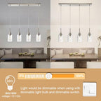 4-Lights Pendant Light Fixtures, Modern Brushed Nickel Kitchen Island Lighting with Clear Glass Shade, Adjustable Hanging Ceiling Lamp - color: Brushed Nickel, size: 4-Light