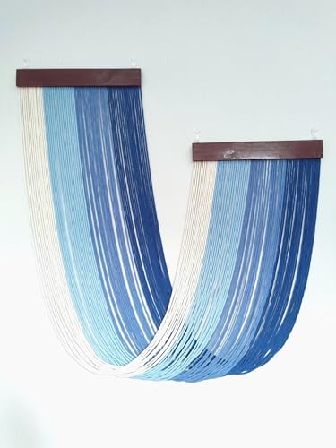 Tie-Dye Macrame Wall Hanging Large 46" Wx36 L Dip Dye Yarn Tapestry Home Boho Wall Decor Ombre Art Headboard Bedroom Living Room Apartment,Blue - color: Blue