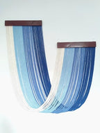 Tie-Dye Macrame Wall Hanging Large 46" Wx36 L Dip Dye Yarn Tapestry Home Boho Wall Decor Ombre Art Headboard Bedroom Living Room Apartment,Blue - color: Blue