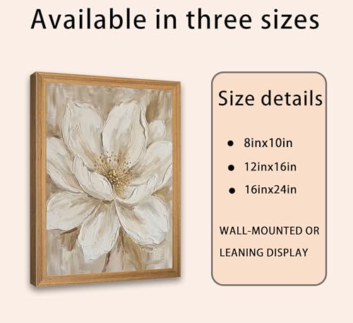Framed White Flower Wall Art, Abstract Floral Canvas Print Poster, Neutral Boho Flowers Botanical Wall Decor for Living Room Bedroom, Minimalist Home Decoration, - color: White flowers, size: 24"L x 16"W