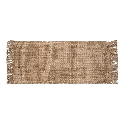 Hand Woven Chunky Jute Runner Rug 2.5x8 Feet Natural, Large Farmhouse Reversible Neutral Hign Knot Textured Floor Mat for Living Room, Hallway, Kitchen | Decorative Rustic Patio Carpet for Bedroom - size: 2.5'x8'