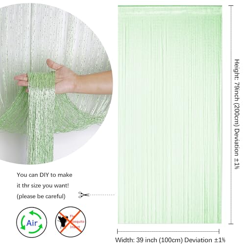 Hysenm 2 Pack 39 x 79 Inch String Door Curtains, Hippie Room Divider Decor Beaded Curtains for Doorway Closet, Boho Home Decoration for Bedroom, Party - color: Fruit Green