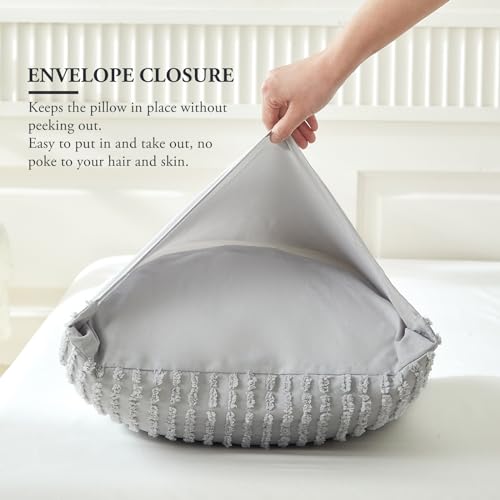 WARMDERN Grey Pillow Covers Body Pillow Cover Soft Microfiber Pillow Cases Set of 1 Boho Textured Pillowcase with Envelope Closure(Grey, Body-1 20x54 Inches) - color: Gray, size: 20" x 54" (Pack of 1)