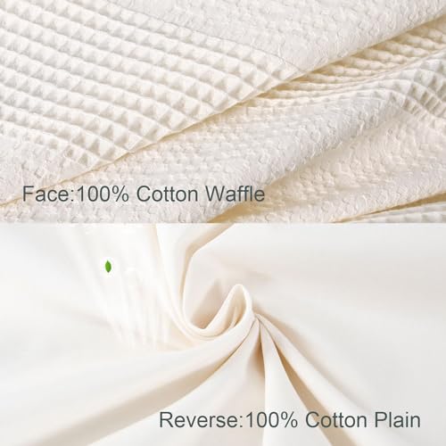YINFUNG Waffle Duvet Cover Beige 100% Cotton Cream King Textured Off White Ivory Waffle Weave Knit Striped Tufted Geometric Bedding Set Hotel 104x90 - color: Ivory, size: King
