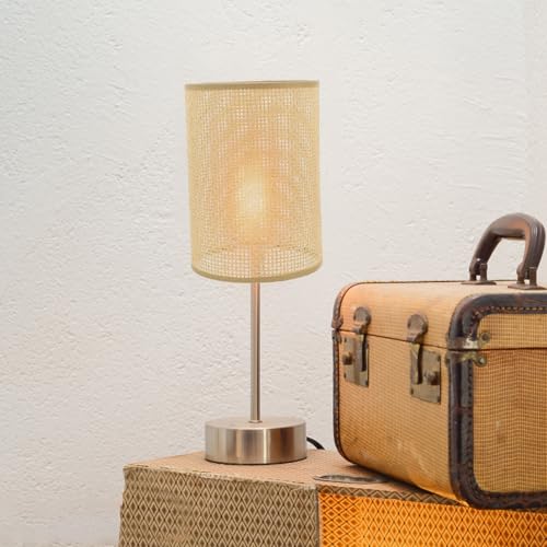 UKCOCO Rattan Woven Lamp Shade for E27 E14 Bulbs Rustic Cylinder Lampshade for Table Lamps Floor Lamps Pendant Lighting Boho Style Home and Hotel Decor 5.5 Inch