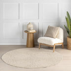 Nuloom Kerry Beige, 6' Round, Geometric, Soft and Cozy, High Traffic, Stain Resistant, Easy Clean, Durable Area Rug for Bedroom, Living Room, Dining Space, Den, Foyer, Entryway - color: Kerry Beige, size: 6' (Round)