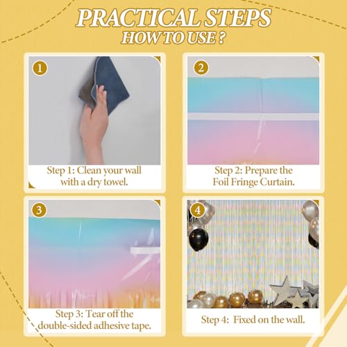 DECOCKRAT 2 Pack Foil Fringe Backdrop - Pastel Rainbow Shiny Tinsel Curtains for Party Decoration/Photo Booth Props - 3.3x6.6 FT Metallic Foil Backdrop for Birthday, Wedding, Graduation, Christmas. - color: Pastel Rainbow