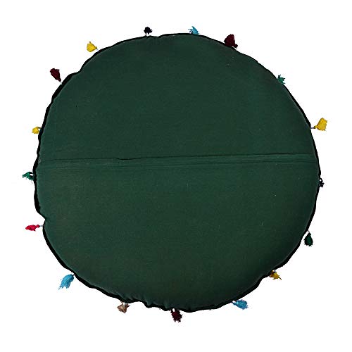 Rajasthani Handmade Colorful Decorative Floor Pillow Cover Meditation Patchwork Patchwork Cushion Seating Accent Boho Chic Indian Handmade Cover ONLY (Green, 32X32 Inches) - color: Green