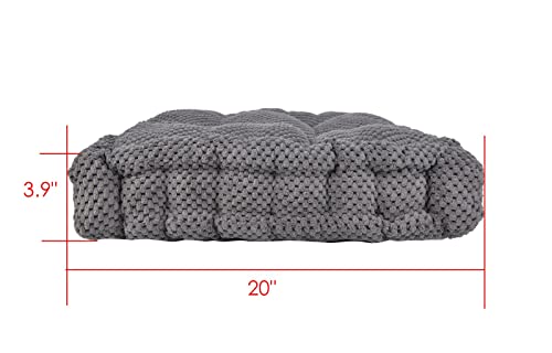 ChezMax Floor Pillow & Cushion, Large Meditation Chair Cushions, Thick Square Seat Pad, Soft Velvet Tufted Seating Pouf for Indoor/Outdoor Yoga Bench Rocking Chair Room Tatami Sofa, Grey 20" x 20" - color: Grey L