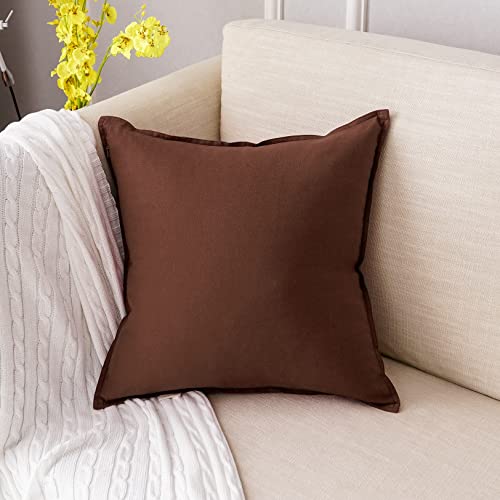 Jeanerlor Solid Cotton Linen Decoration 18"x18" Throw Pillow Cushion Case Special Pillow Cover Delicate Decorative Pillowcase for Couch/Bed/Chair,(45 x 45cm), Reddish Brown - color: Reddish Brown, size: 18" x 18" (Pack of 1)