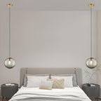 Modern Smoke Grey Glass Pendant Light, Kitchen Island Lighting 2-Pack Globe Pendant Light Fixtures Century Kitchen Island Pendant Lighting for Bedroom Living Dining Room Light Fixture (Without Bulb) - color: BW-Smoky Gray-1 Light-2PC