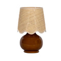 Benton Ceramic Table Lamp with Fabric Shade – 13" Bedside Accent Lamp for Bedroom, Living Room & Nightstand (Brown) - color: Brown