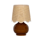 Benton Ceramic Table Lamp with Fabric Shade – 13" Bedside Accent Lamp for Bedroom, Living Room & Nightstand (Brown) - color: Brown