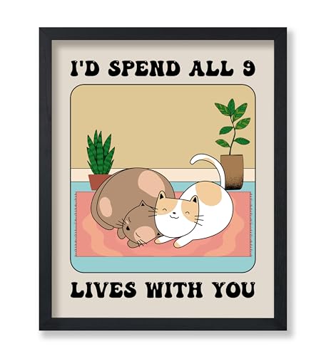 Poster Master I'd Spend All 9 Lives With You Poster - Retro Cat Love Print - Valentine's Day Artwork - Preppy Design - Trendy Couple Art - Romantic Dorm or Living Room Decor - 8x10 UNFRAMED - color: Style-11, size: 8"L x 10"W