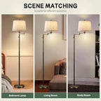 Ruiever Dimmer LED Floor Lamp,Tall Standing Lamp with Swing Arm,Black Gold Hand Brushed Lamp with Dimmer LED Bulb,Elegant Floor Lamp for Living Rooms & Bedroom (Black Gold Old Brushed) - color: Old Brushed
