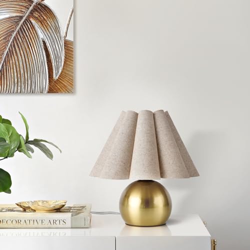Gold Small Touch Control Table Lamp for Bedroom, Brass Gold Bedside Lamps for Nightstand, Cute Mini Small Table Lamps for Small Spaces with Scalloped Shade for Kitchen Counter, Bookshelf, Living Room - color: Gold, size: Touch Control