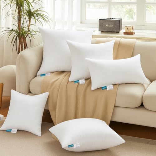 Oubonun 20 x 20 Throw Pillow Inserts - Soft, Plush & Decorative Down Alternative Pillows for Couch Sofa Bed, Machine Washable - White, Pack of 2 - size: 20x20 Inch (Pack of 2)